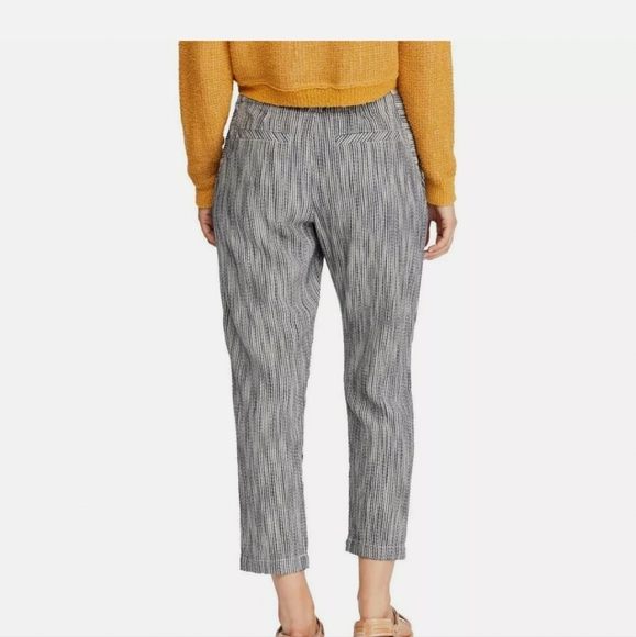 NWT Free People indigo cotton belted striped pants sz 0 small - Picture 2 of 11